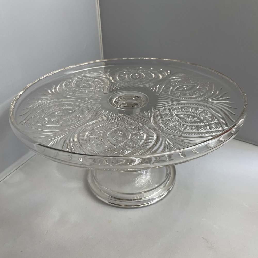 EAPG‎ Antique Bryce Walker Orient Buckle Star Pedestal Cake Stand Plate USA